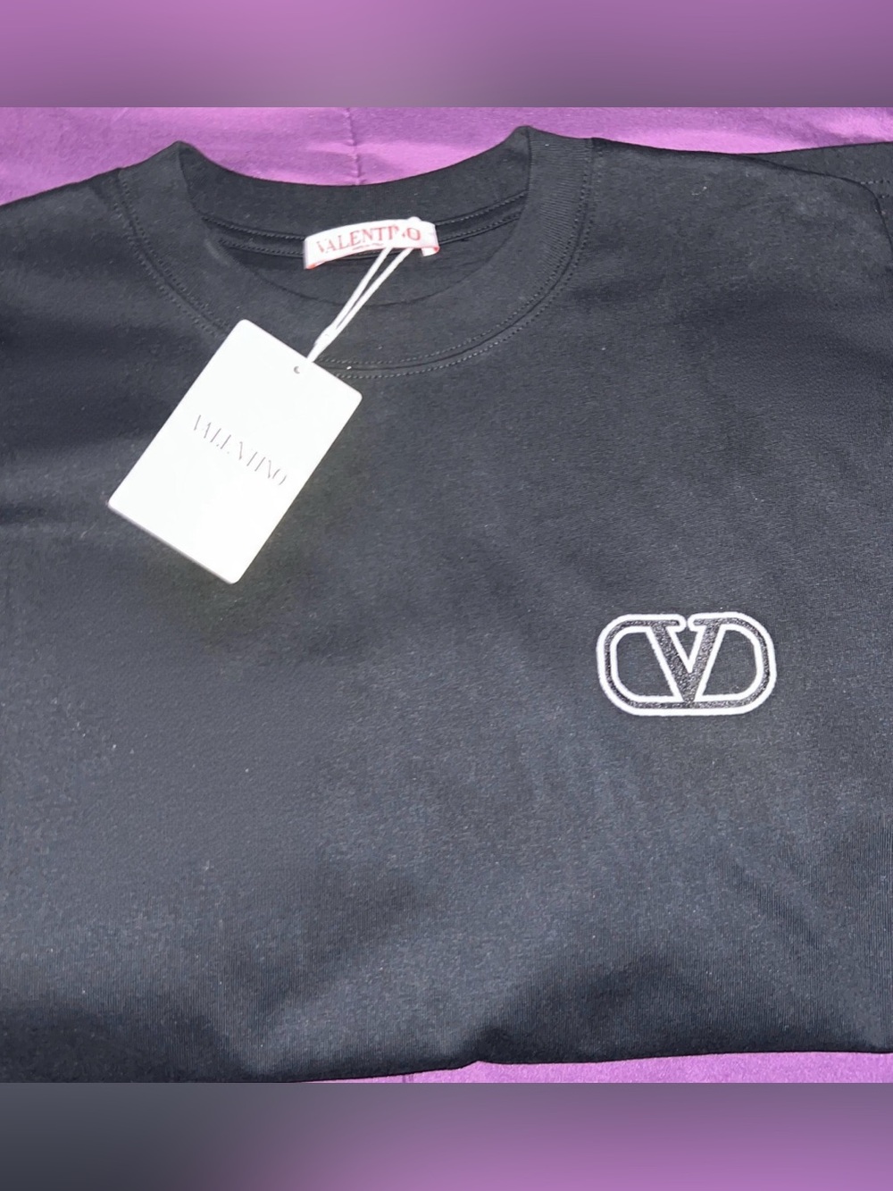 Valentino Black Short Sleeve Logo Crewneck Tee